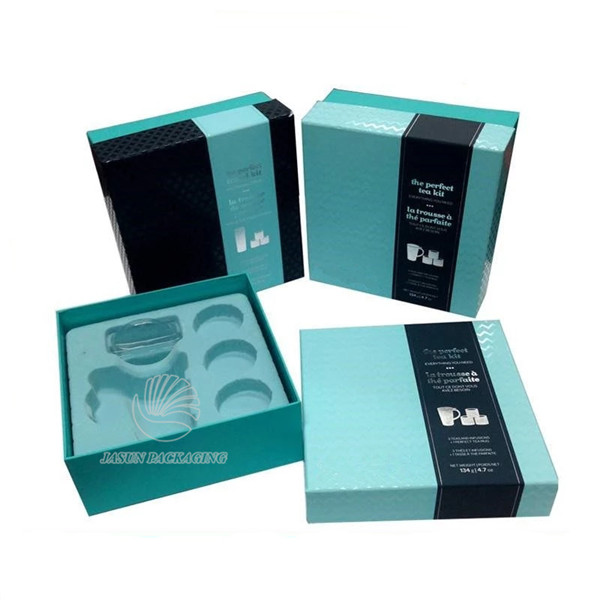 spot UV varnishing 2 pieces tea set packaging boxes title=