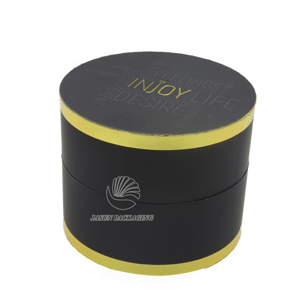 Luxury foil edge sides black soft touch round box