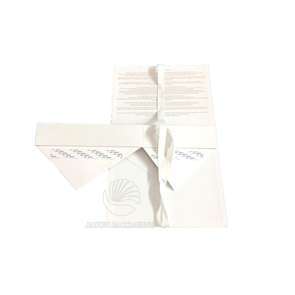 Ribbon Sealed Rigid Cardboard Embossed Logo White