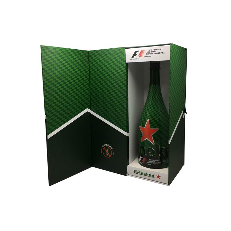 Custom Green Gift Paper Folding Single Bottle