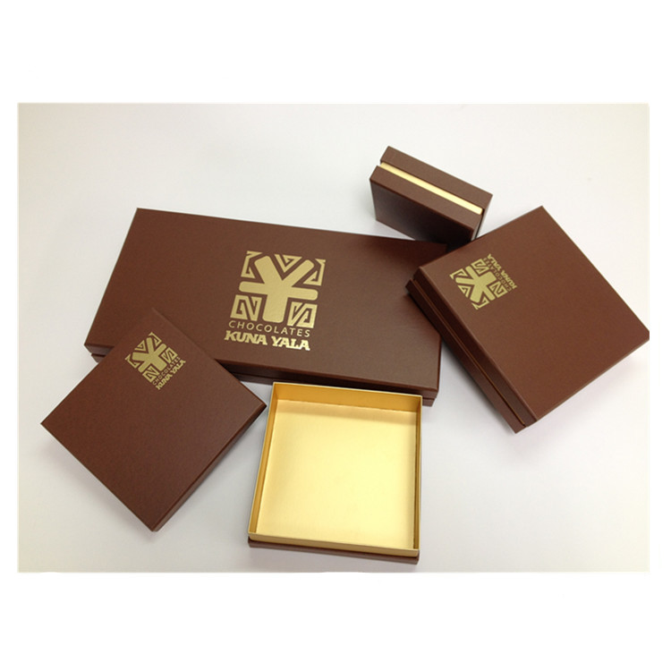 Fancy gold paper square cardboard chocolate gift