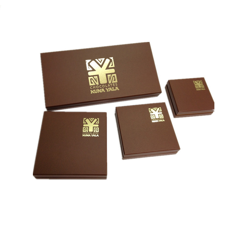 Fancy gold paper square cardboard chocolate gift